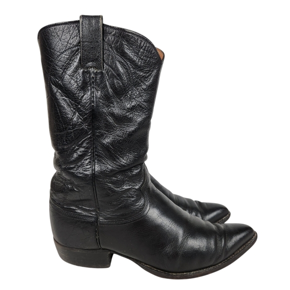 Justin Boot Co Vintage Black Leather Western Cowboy Boots Slouchy Mens Size 10 E - Picture 3 of 13